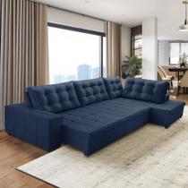 Sofá de Canto Retrátil e Reclinável com Molas 3,40x2,00 Jacke Suede Azul Adonai Estofados Sofá de Canto Retrátil e Reclinável com Molas 3,40x2,00 Jacke Suede Azul Adonai Estofados