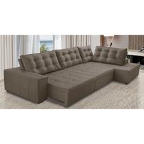 Sofá de Canto Retrátil e Reclinável com Molas 3,40x2,00 LD Jacke Suede Capuccino Madelina Decor