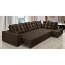 Sofá de Canto Retrátil e Reclinável com Molas 3,40x2,00 LD Jacke Suede Marrom Madelina Decor Sofá de Canto Retrátil e Reclinável com Molas 3,40x2,00 LD Jacke Suede Marrom Madelina Decor