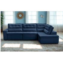 Sofá de Canto Retrátil e Reclinável com Molas 3,40x2,00 Viena Suede Azul Mirra Decor Sofá de Canto Retrátil e Reclinável com Molas 3,40x2,00 Viena Suede Azul Mirra Decor