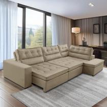 Sofá de Canto Retrátil e Reclinável com Molas 3,40x2,00 Virginia Suede Bege Adonai Estofados Sofá de Canto Retrátil e Reclinável com Molas 3,40x2,00 Virginia Suede Bege Adonai Estofados