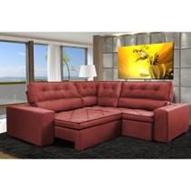 Sofa de Canto Retrátil e Reclinável com Molas Cama inBox Austin 2,20m x 2,20m Velusoft Vermelho