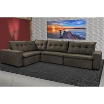Sofa de Canto Retrátil e Reclinável com Molas Cama inBox Oklahoma 3,45X2,41 ou 2,41X3,45 Café