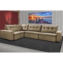 Sofa de Canto Retrátil e Reclinável com Molas Cama inBox Oklahoma 3,45X2,41 ou 2,41X3,45 Castor