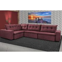 Sofa de Canto Retrátil e Reclinável com Molas Cama inBox Oklahoma 3,45X2,41 ou 2,41X3,45 Vinho