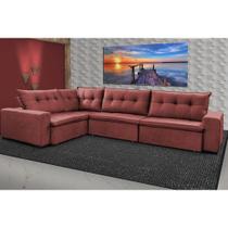 Sofa de Canto Retrátil e Reclinável com Molas Cama inBox Oklahoma 3,85X2,61 ou 2,61X3,85 Vermelho