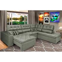 Sofá de Canto Retrátil e Reclinável com Molas Cama inBox Platinum. 3,40x2,36 Tecido Suede Sofá de Canto Retrátil e Reclinável com Molas Cama inBox Platinum. 3,40x2,36 Tecido Suede