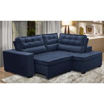 Sofá de Canto Retrátil e Reclinável com Molas LD 2,50x2,00m Viviane Suede Azul Madelina Decor Sofá de Canto Retrátil e Reclinável com Molas LD 2,50x2,00m Viviane Suede Azul Madelina Decor
