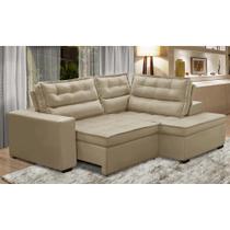 Sofá de Canto Retrátil e Reclinável com Molas LD 2,50x2,00m Viviane Suede Bege Madelina Decor Sofá de Canto Retrátil e Reclinável com Molas LD 2,50x2,00m Viviane Suede Bege Madelina Decor