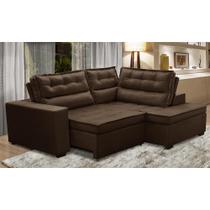 Sofá de Canto Retrátil e Reclinável com Molas LD 2,50x2,00m Viviane Suede Marrom Madelina Decor Sofá de Canto Retrátil e Reclinável com Molas LD 2,50x2,00m Viviane Suede Marrom Madelina Decor