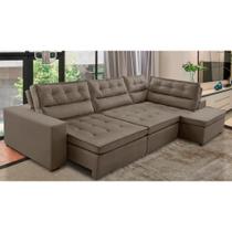 Sofá de Canto Retrátil e Reclinável com Molas LD 3,40x2,00m Viviane Suede Capuccino Madelina Decor Sofá de Canto Retrátil e Reclinável com Molas LD 3,40x2,00m Viviane Suede Capuccino Madelina Decor