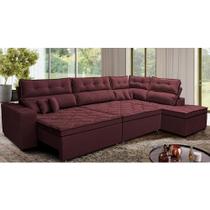 Sofá de Canto Retrátil e Reclinável Direito 3,00x2,36m Molas Cama inBox Espanha Velusoft Vinho Sofá de Canto Retrátil e Reclinável Direito 3,00x2,36m Molas Cama inBox Espanha Velusoft Vinho