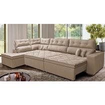 Sofá de Canto Retrátil e Reclinável Esquerdo 3,00x2,36m Molas Cama inBox Espanha Velusoft Bege Sofá de Canto Retrátil e Reclinável Esquerdo 3,00x2,36m Molas Cama inBox Espanha Velusoft Bege