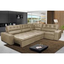 Sofa de Canto Retrátil Reclinável de Molas Cama inBox Austin 3,85X2,64 ou 2,64X3,85 Velusoft Castor