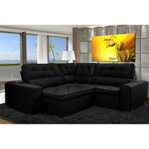 Sofá de Canto Retrátil, Reclinável, Molas Cama inBox Austin 2,50m x 2,50m Suede Velusoft Preto Sofá de Canto Retrátil, Reclinável, Molas Cama inBox Austin 2,50m x 2,50m Suede Velusoft Preto