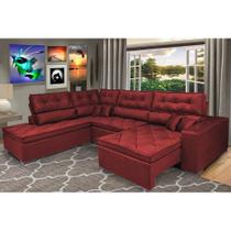 Sofá de Canto Retrátil, Reclinável, Molas Cama inBox Platinum 3,00x2,36 Suede Velusoft Vermelho Sofá de Canto Retrátil, Reclinável, Molas Cama inBox Platinum 3,00x2,36 Suede Velusoft Vermelho