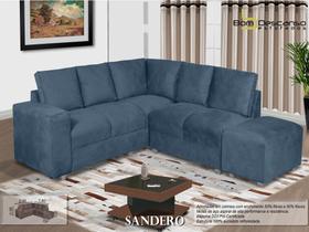 Sofa De Canto Sandero 5 lugares e Puff Bom Descanso Veludinho Cinza