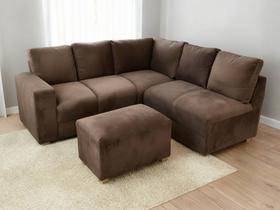 Sofa De Canto Sandero 5 lugares e Puff Bom Descanso Veludinho Marrom Sofa De Canto Sandero 5 lugares e Puff Bom Descanso Veludinho Marrom