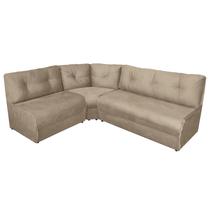 Sofá de Canto sem braço 6 lugares 3 módulos suede liso encosto fixo Bege - sofabrica u