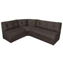 Sofá de Canto sem braço 6 lugares 3 módulos suede liso encosto fixo Marrom - sofabrica u