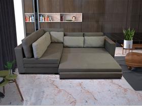 Sofá de Canto SFC_MA 011 que se Transforma em Sofá Cama de Casal Resistente e Confortável Sarja