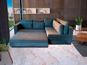 Sofá de Canto SFC_MA 02 que se Transforma em Sofá Cama de Casal Resistente e Confortável Sued Cinza Sofá de Canto SFC_MA 02 que se Transforma em Sofá Cama de Casal Resistente e Confortável Sued Cinza