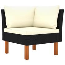 Sofá de canto vidaXL preto com almofada branca creme Poly Rattan Sofá de canto vidaXL preto com almofada branca creme Poly Rattan