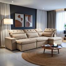 Sofá de CantoReclinável 5 Lugares com Chaise 371x192cm Pés em Madeira Maciça Luxemburgo Veludo/Bege Sofá de CantoReclinável 5 Lugares com Chaise 371x192cm Pés em Madeira Maciça Luxemburgo Veludo/Bege