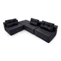Sofá de Chão Serena Modular Tecido Nobuck Sem Madeira Estrutura de Espuma D28 Design Moderno Layout Configurável Módulo Leve e Macio Sofá de Chão Serena Modular Tecido Nobuck Sem Madeira Estrutura de Espuma D28 Design Moderno Layout Configurável Módulo Leve e Macio