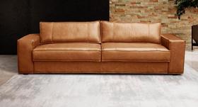 Sofá de Couro 2,40cm Valência Soft Mel - Mozzelar