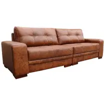 Sofá de Couro 4 Lugares Bipartido Monblanc Mel 240cm Pés de Madeira-Touro e Cia