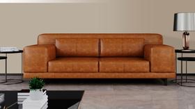 Sofá de Couro 4 Lugares Living 260cm Couro Legítimo Soft Mel - Mozzelar