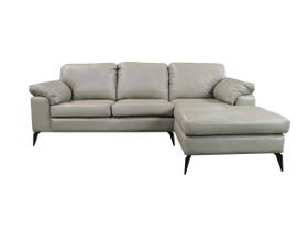 Sofá de Couro Asti 2 lugares com Chaise Direita Avelã - Mempra Design