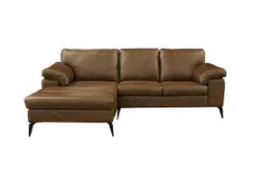 Sofá de Couro Asti 2 lugares com Chaise Esquerda Marrom Bicolor - Mempra Design