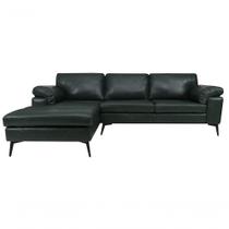 Sofá De Couro Asti 3 Lugares Com Chaise Esquerda Green Bicolor - Mempra Design Sofá De Couro Asti 3 Lugares Com Chaise Esquerda Green Bicolor - Mempra Design