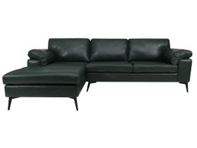 Sofá de Couro Asti 3 lugares com Chaise Esquerda Green Bicolor - Mempra Design