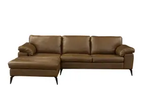 Sofá de Couro Asti 3 lugares com Chaise Esquerda Marrom Bicolor - Mempra Design