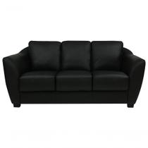 Sofá De Couro Baltic 3 Lugares Preto Pigmentado Mempra Sofá De Couro Baltic 3 Lugares Preto Pigmentado Mempra