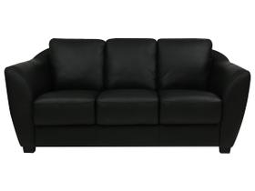 Sofá de Couro Baltic 3 Lugares Preto Pigmentado - Mempra