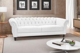 Sofá de Couro Chesterfield Branco - Mozzelar