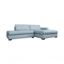 Sofá De Couro Com Chaise 3 Lugares Light Blue 2,74 M Mempra Sofá De Couro Com Chaise 3 Lugares Light Blue 2,74 M Mempra