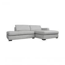 Sofá De Couro Com Chaise 3 Lugares Off White 2,74 M Mempra