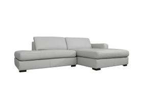 Sofá de Couro com Chaise N.Y. 3 Lugares Off White 2,54 m - Mempra Sofá de Couro com Chaise N.Y. 3 Lugares Off White 2,54 m - Mempra