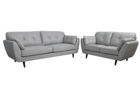 Sofá de Couro Dallas 3 e 2 Lugares Grizzy - Mempra