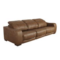 Sofá de Couro Elétrico Reclinável e Retrátil 3 Lugares Confortline Caramelo- Touro e Cia