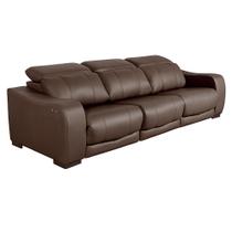 Sofá de Couro Elétrico Reclinável e Retrátil 3 Lugares Confortline Marrom Café- Touro e Cia