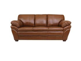 Sofá de Couro Gana 3 Lugares Conhaque com Brilho - Mempra Design