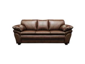 Sofá de Couro Gana 3 Lugares Marrom Bicolor - Mempra Design