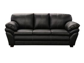 Sofá de Couro Gana 3 Lugares Preto Pigmentado - Mempra Design