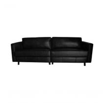 Sofá De Couro Guarujá 3 Lugares Soft Preto - Mempra Design Sofá De Couro Guarujá 3 Lugares Soft Preto - Mempra Design